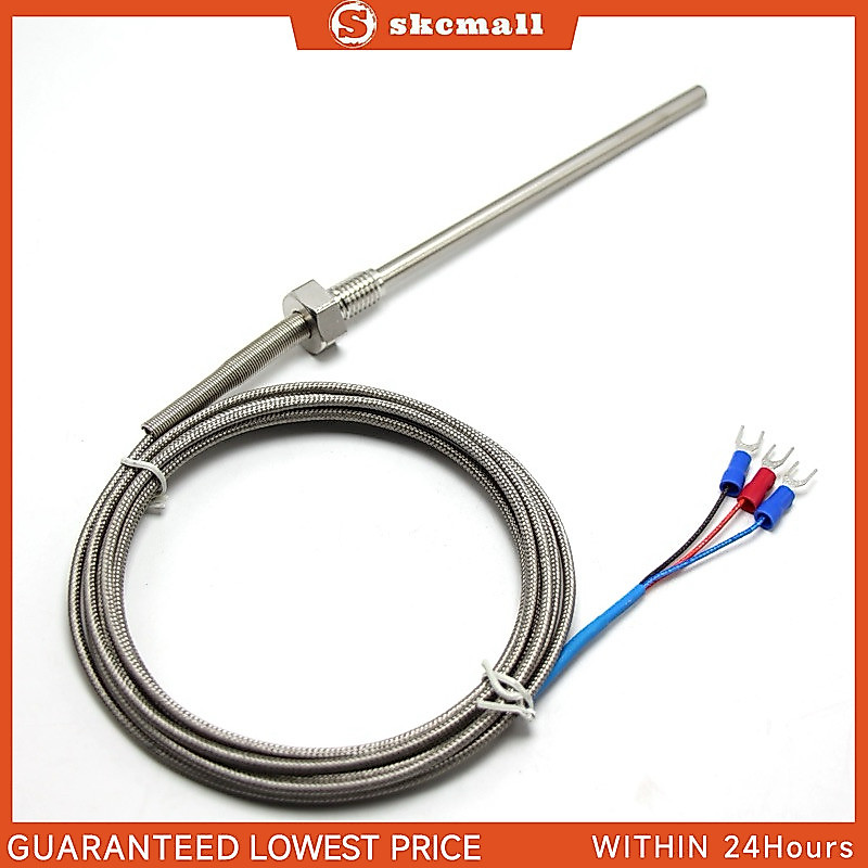 Temperature Probe PT100 RTD Sensor Cable M8 2M 50/100mm 3wires 0 ~ 400 C