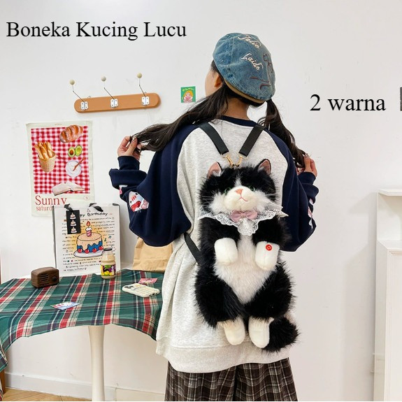 Tas Ransel Kualitas Premium Boneka Kucing Lucu 2 Warna