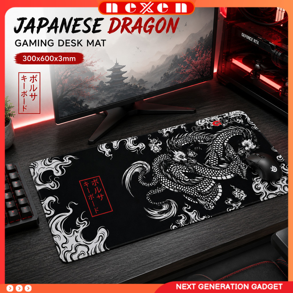 Mouse Pad Gaming Japanese Dragon Desk Mat 300x600x3mm - M35