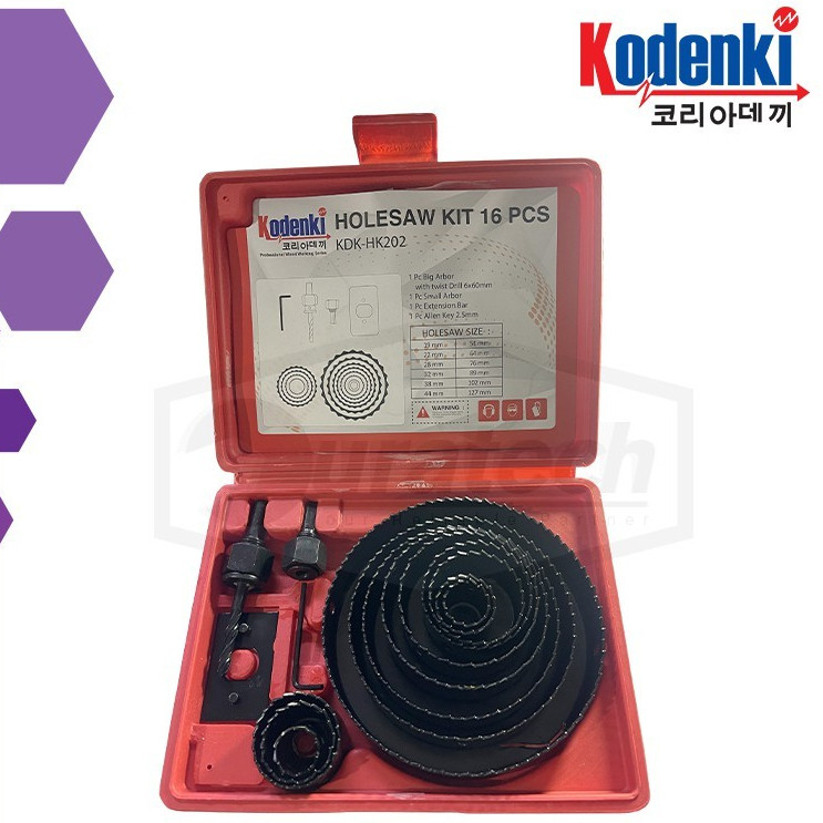 Hole Saw Set Kit Hidroponik Kayu Asbes Pipa Pvc / Mata Bor Pelubang kayu pipa PVC 16pc/set Mantap