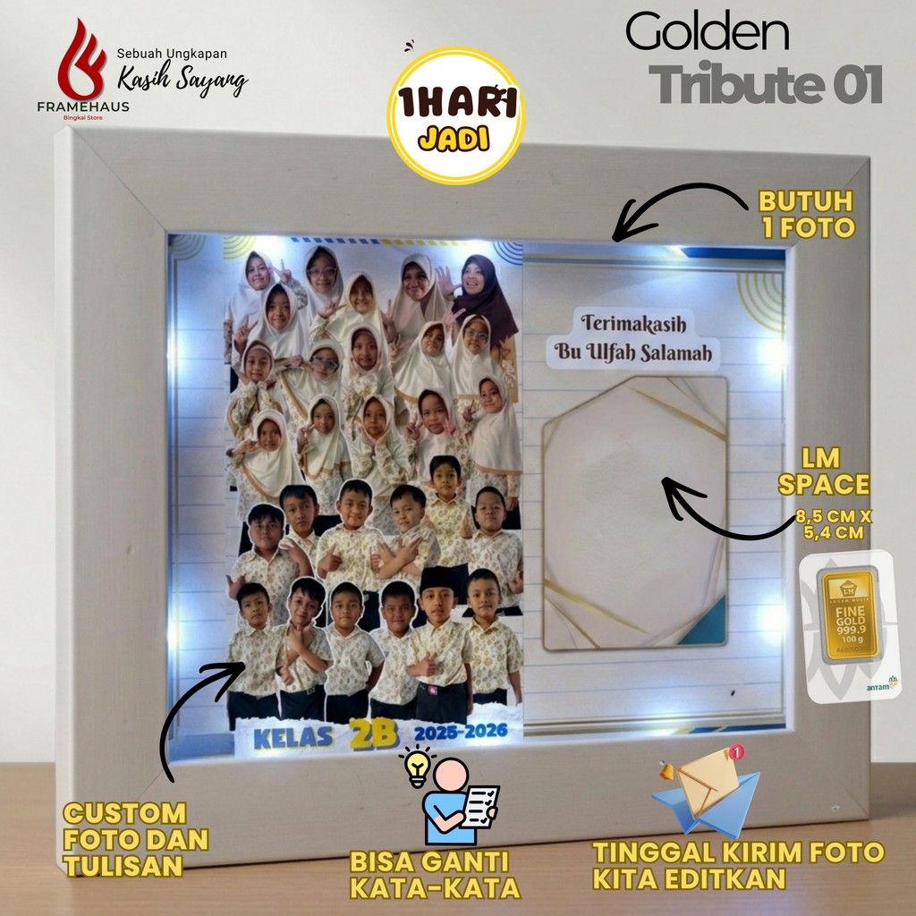 KADO UNIK Frame Antam LM Foto Polaroid dengan Lampu  GIFT Ulangtahun Wisuda  Pernikahan Anniversary