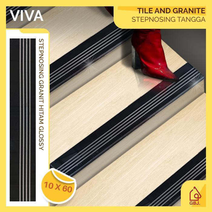 md d  STEPNOSING TANGGA 10 X 60 GRANIT HITAM MOTIF GARIS / LIS TANGGA NOSINGterbaikk