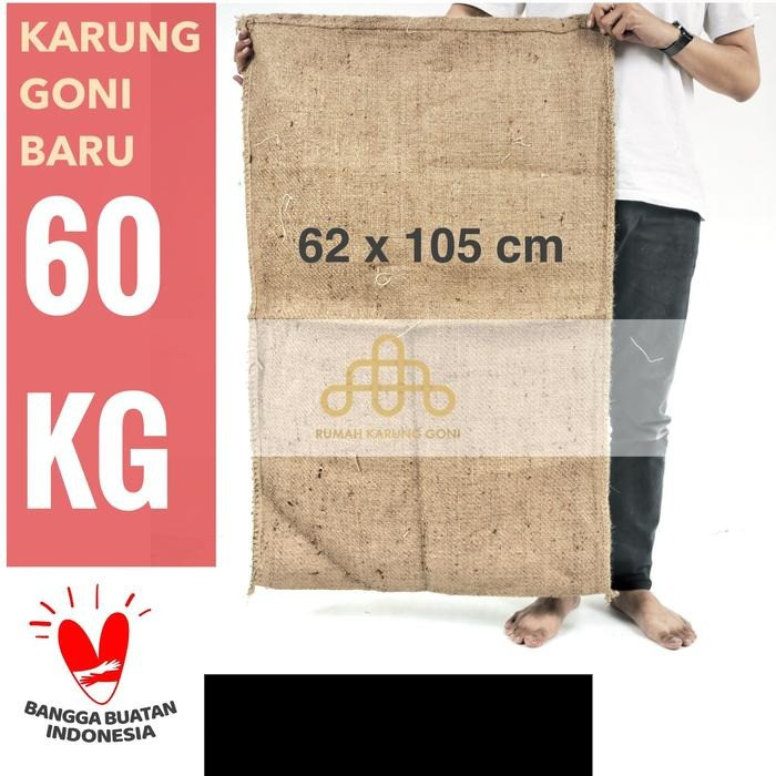 Karung Goni Baru 60 kg - Karung Goni Polos 62x105 cm - Burlap Sack - P               KHADIJAHORISTOR