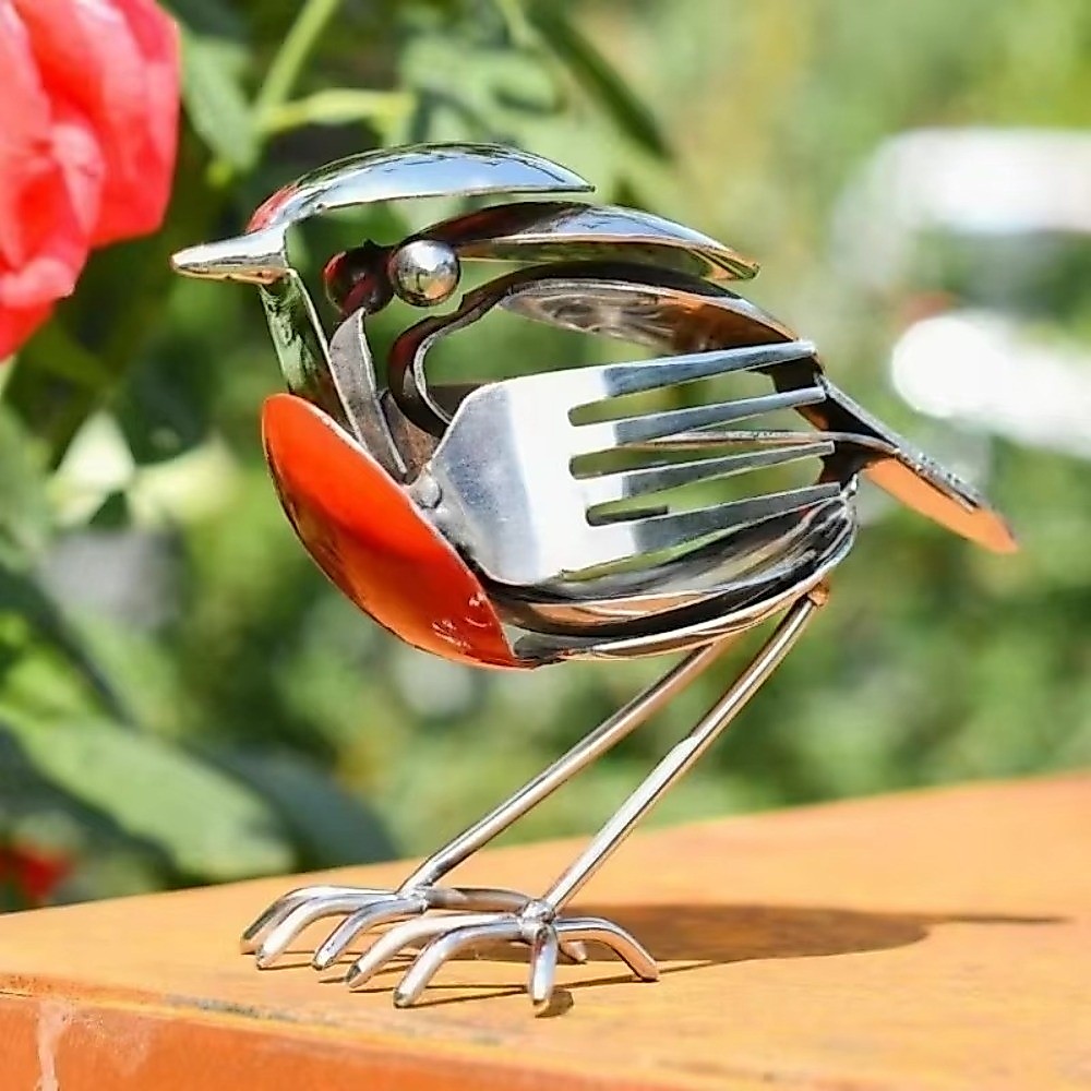 Gifts Handmade Robin Metal Art Sculpture Mockingbird Metal Robin Desktop Small Ornament Robin