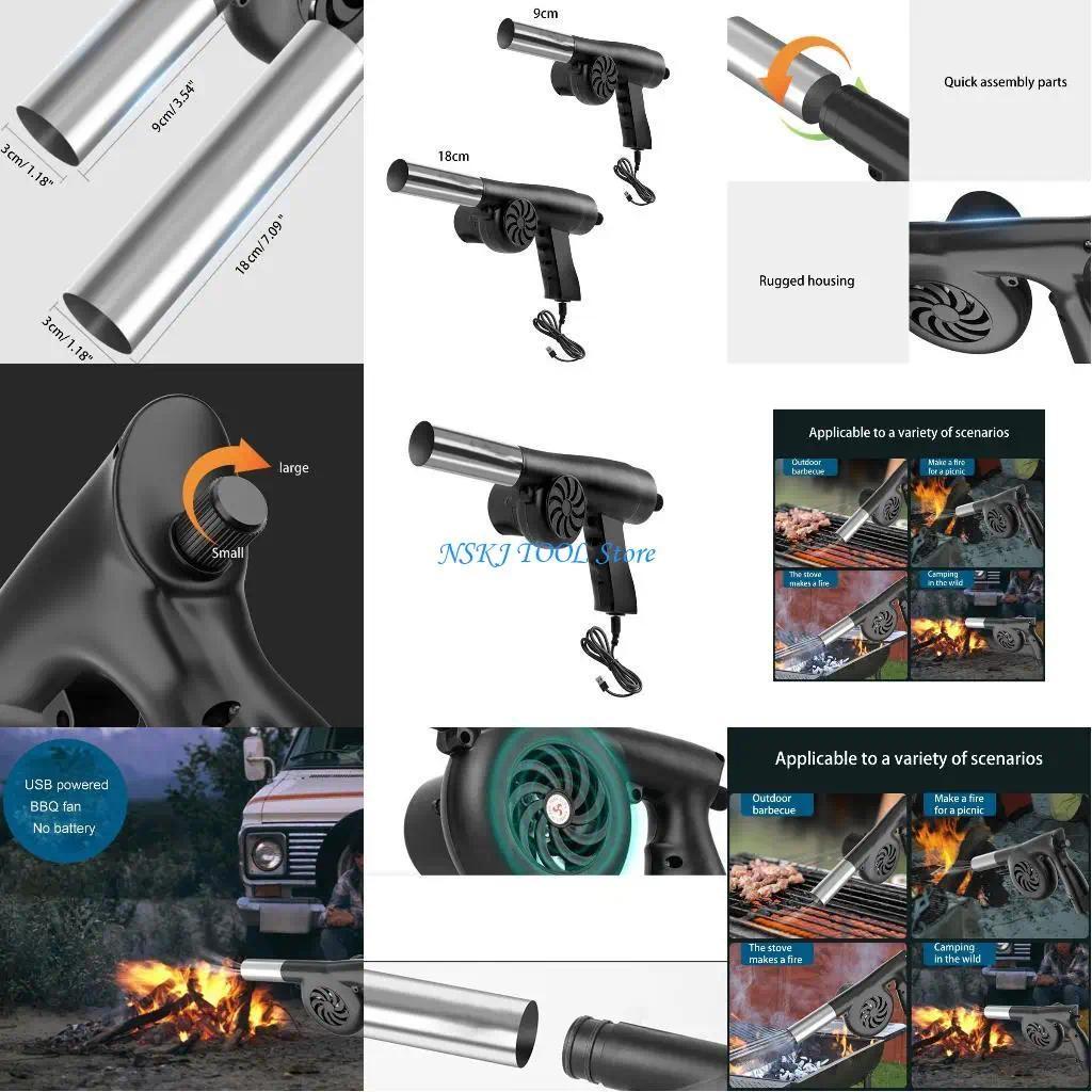 L8RC USB BBQ Air Blower Portable BBQ Fan Air Blower Handheld Barbecue Fan Air USB Fan