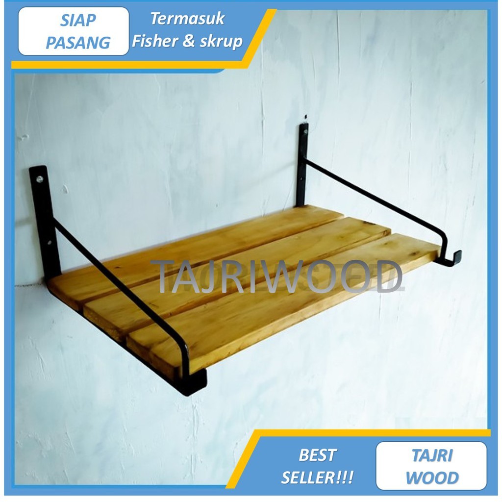 LADIN rak buku dinding besi dan kayu minimalis vintage kuno / RAK SEPATU BESI DAN KAYU MINIMALIS