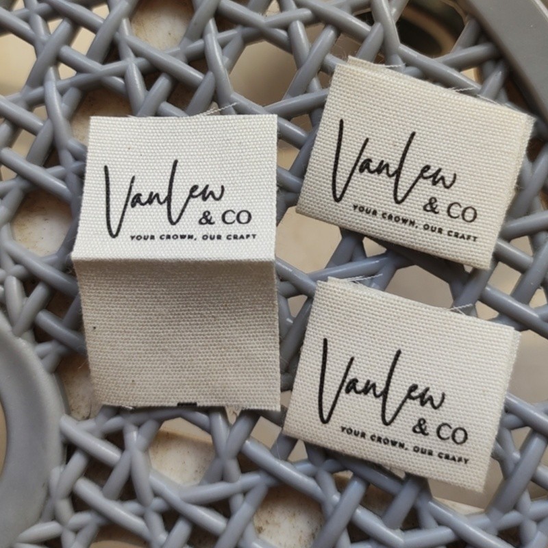 

500PCS Personalised Beige Cotton Label Custom Center fold 3 * 5 cm Natural coton Print Labels