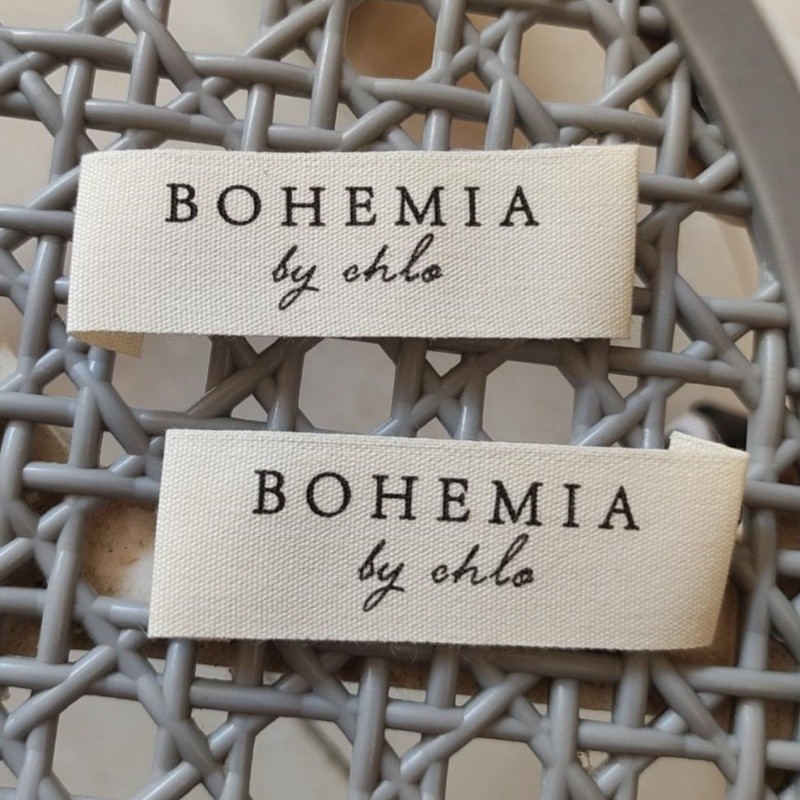 

500PCS Custom Natural Cotton Label End fold 2 * 6 cm Company name organic coton Print Labels