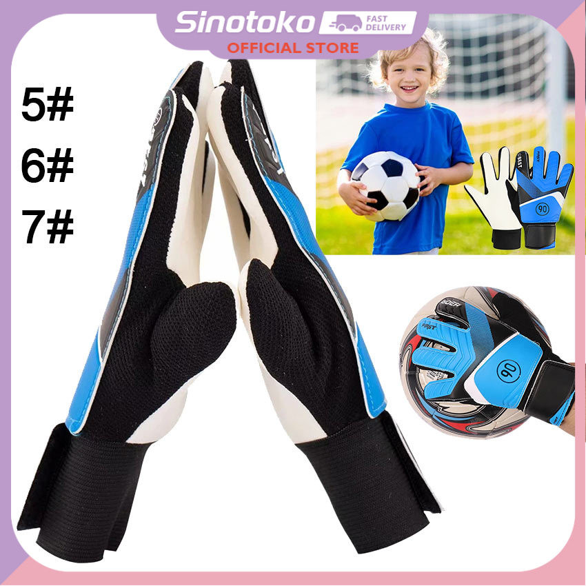 Sarung Tangan Kiper Sepak Bola Anak – Warna Biru & Hitam, Cocok untuk Pelatihan & Permainan Penjaga 