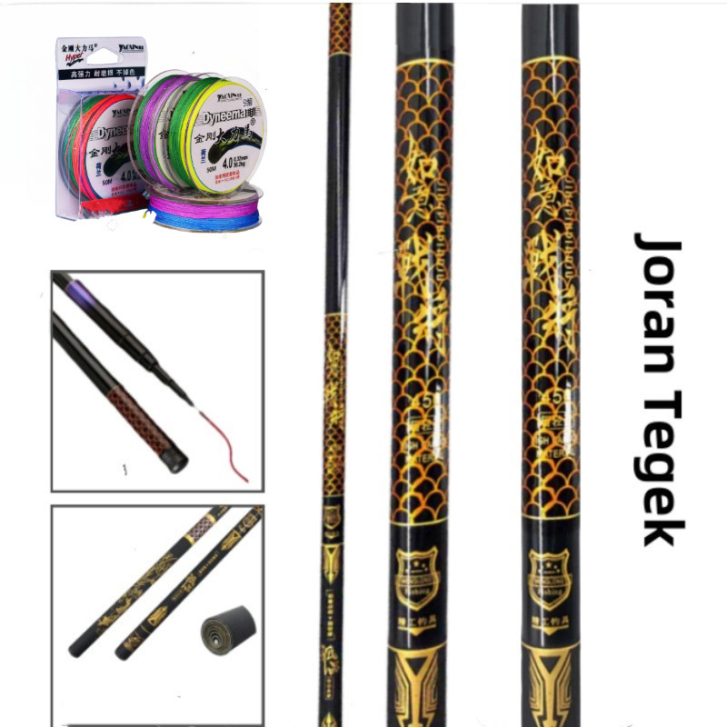 Joran Tegek HIUU Ruyi Zhanjiang Black Gold - Carbon Ringan Ekstra Kuat, Anti Karat - Untuk Pancing L