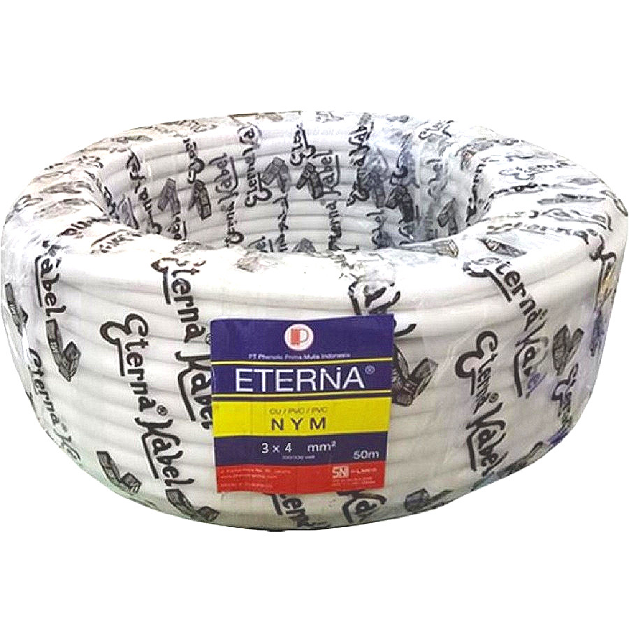 ETERNA Kabel Listrik NYM 3x4mm 3 x 4 Mm PER ROLL 50M 50METER 50 METER Kawat Tembaga Kuningan Kabel L