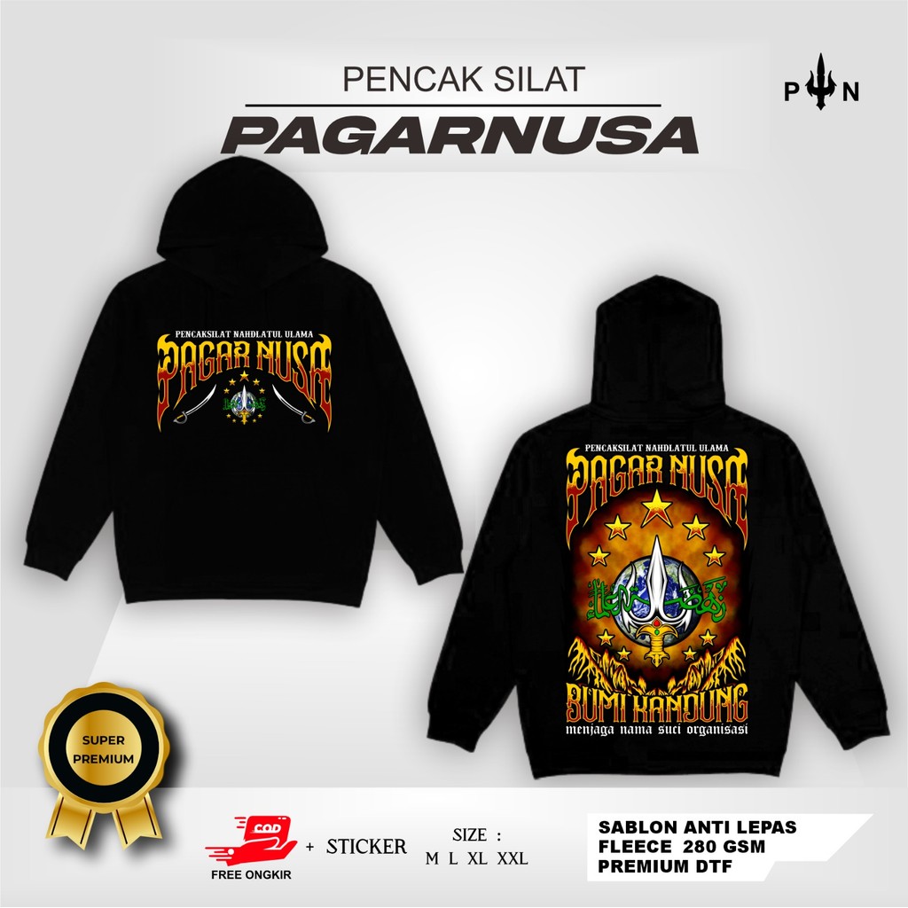 HOODIE PAGAR NUSA  BUMI KANDUNG MENJAGA NAMA ORGANISASI - JAKET PAGAR NUSA TERBARU - JAKET DESAIN TR