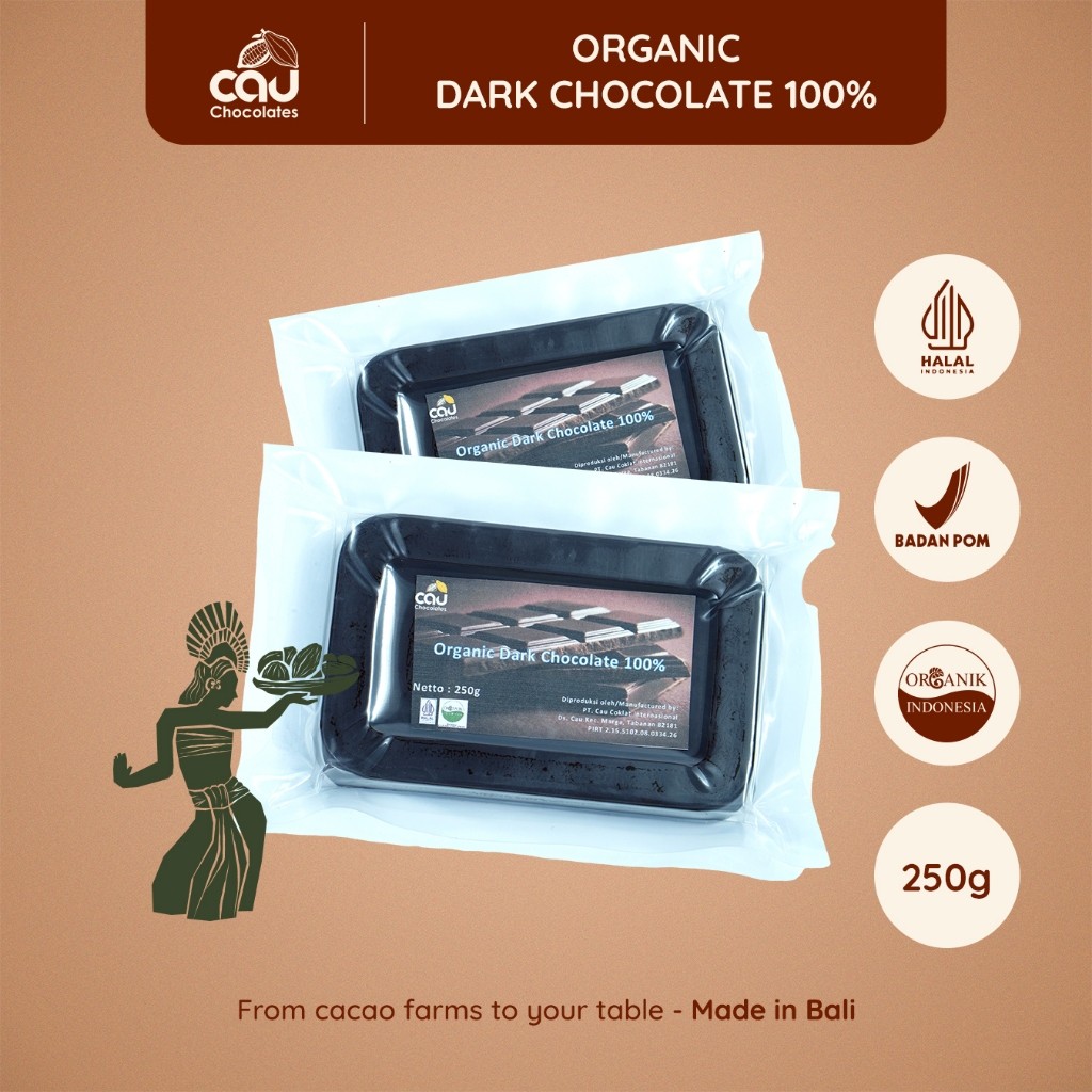 

CAU CHOCOLATES - Organic Dark Chocolate 100% - 250 g