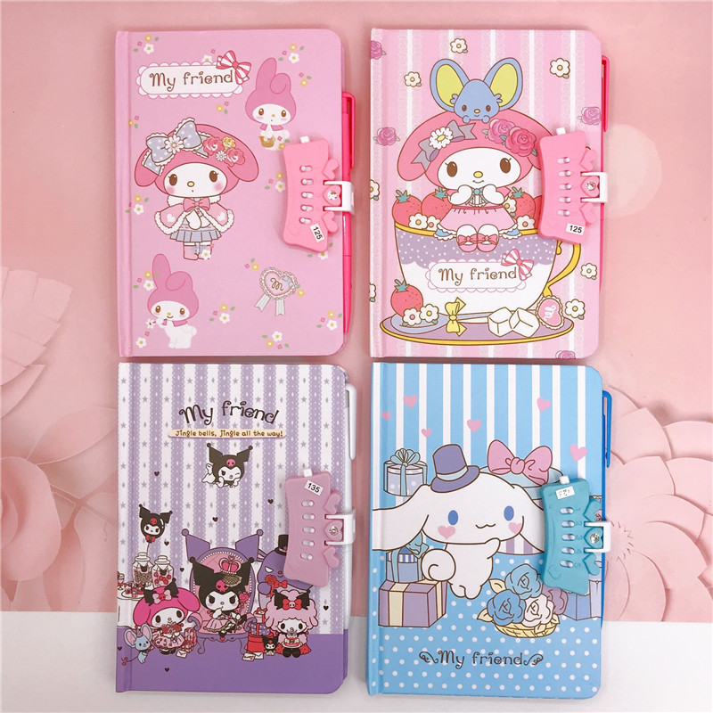 

Sanrio Notebook Cartoon Student Stationery Cinnamoroll Melody Kuromi Password Diary For Children