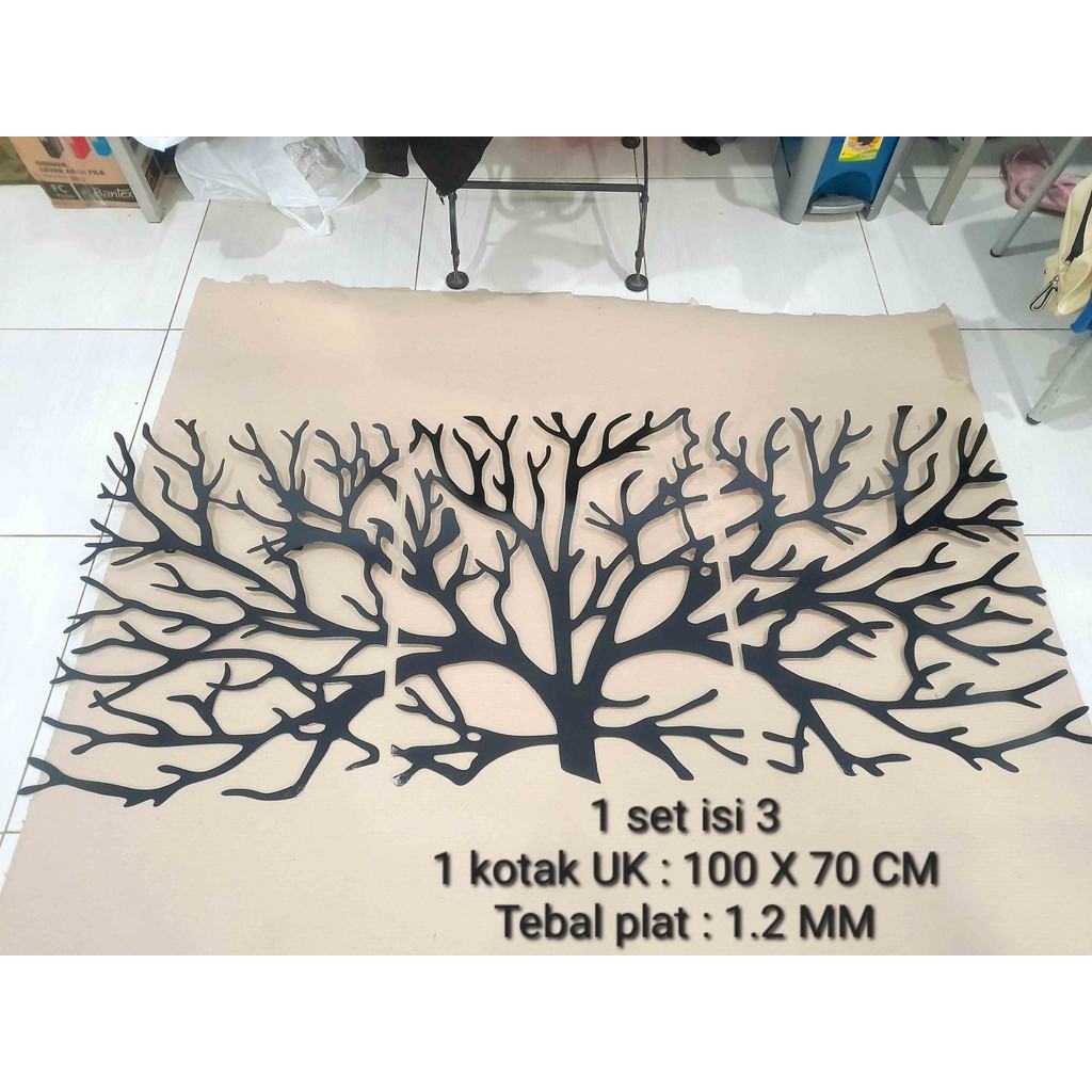 WALL DECOR HIASAN DINDING LASER CUTTING POHON BAHAN PLAT BESI 1,2 MM BISA REQUEST MODEL LAIN
