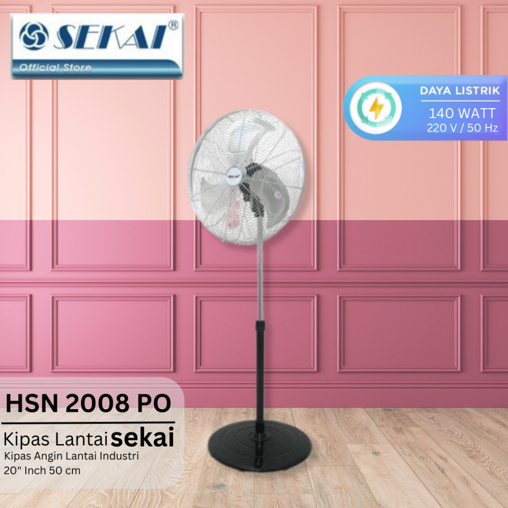 SEKAI KIPAS ANGIN 20 INCH BESI TUMPU/BERDIRI/STAND FAN INDUSTRI TURBO HSN2008PO