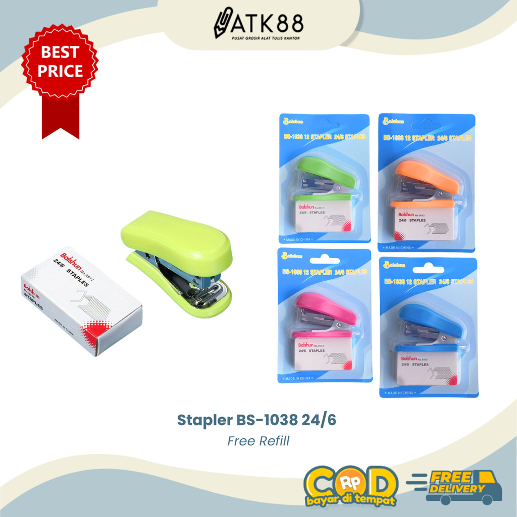

Stapler Baishun Mini Set Free Refill 24/6 BS-1038 / Jepretan Kertas Kecil