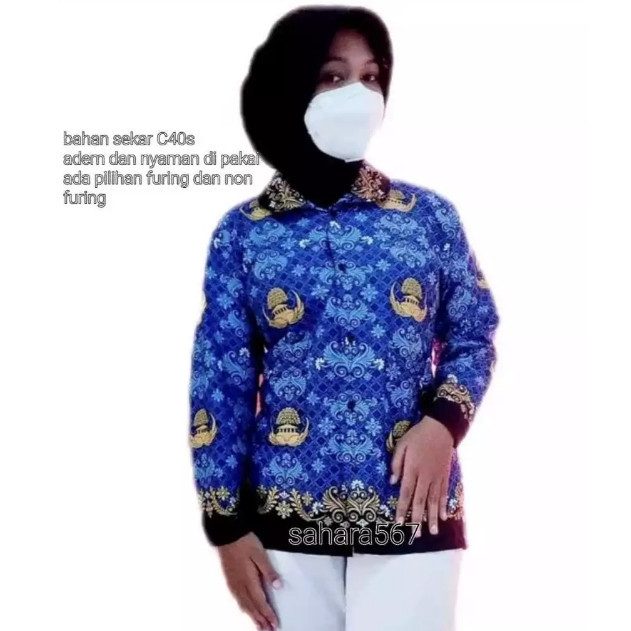 batik korpri kerah hitam terbaru full furing bahan semi sutra halus,nyaman di pake