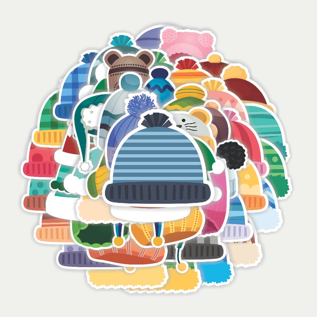 

Sticker Pack Stiker Topi Musim Dingin Dekorasi Lucu Kreatif untuk Notebook, Skateboard, HP