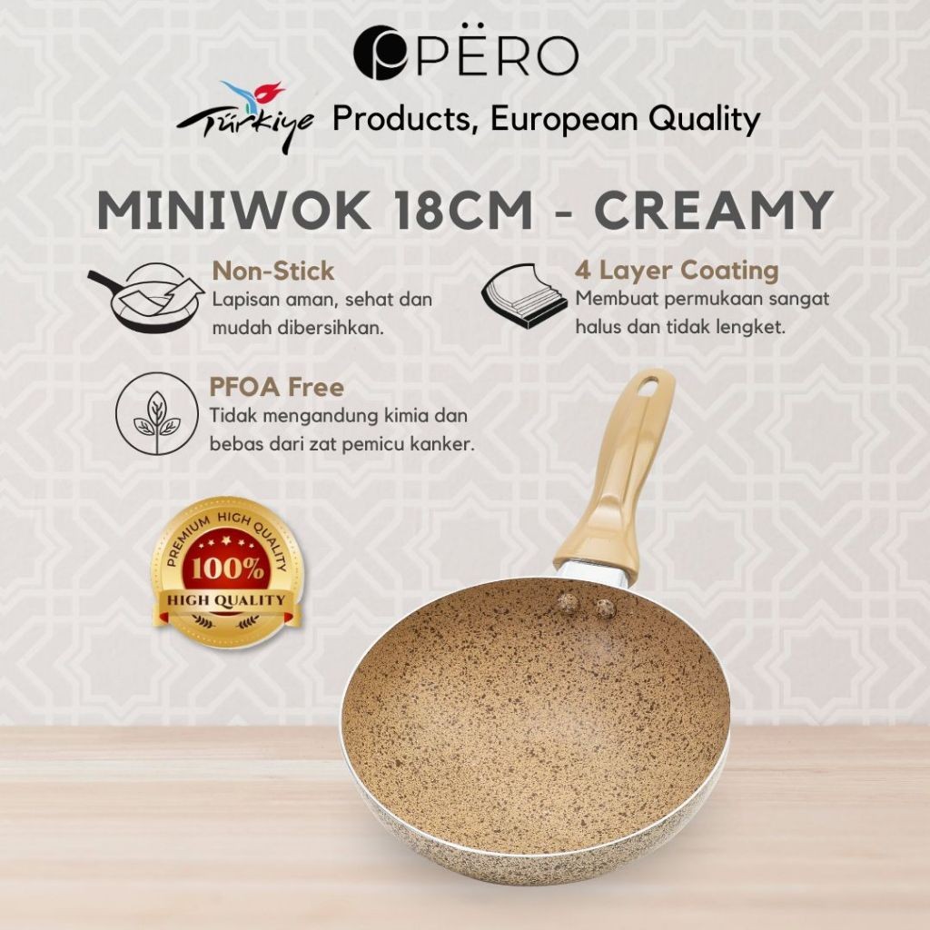 AK28QA [Promo Best Deal] Pero Mini Wokpan 18cm  / Wajan Penggorengan Kecil Anti Lengket / Tanpa Miny