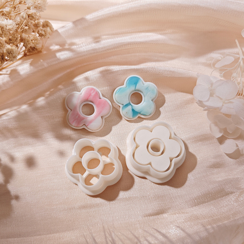 2 Style Spring Flower Clay Cutters Floral Polymer Clay Cutters Embossing Flower Earring Cuttering Mo