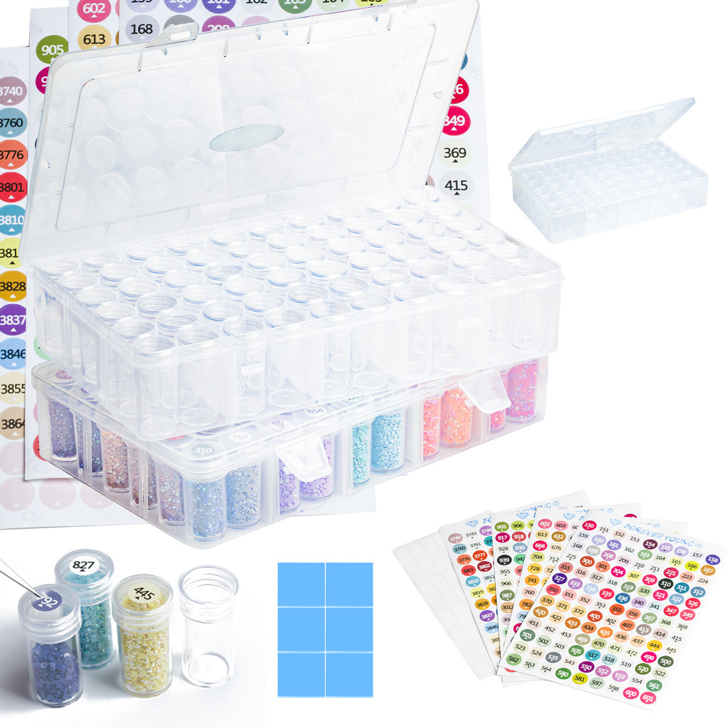 

amond Painting Storage Containers, 2 Packs 60 Jars Bead Organizer & amond Painting Labels for amond Painting Accessories