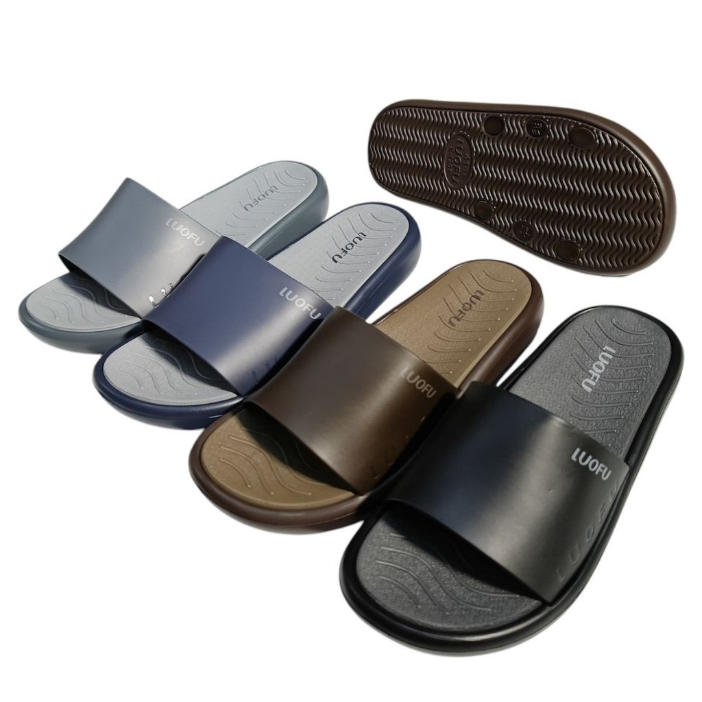 LUOFU ORIGINALS Sendal Selop Jelly Karet Eva Pria E7208M-E01DWT [L05]