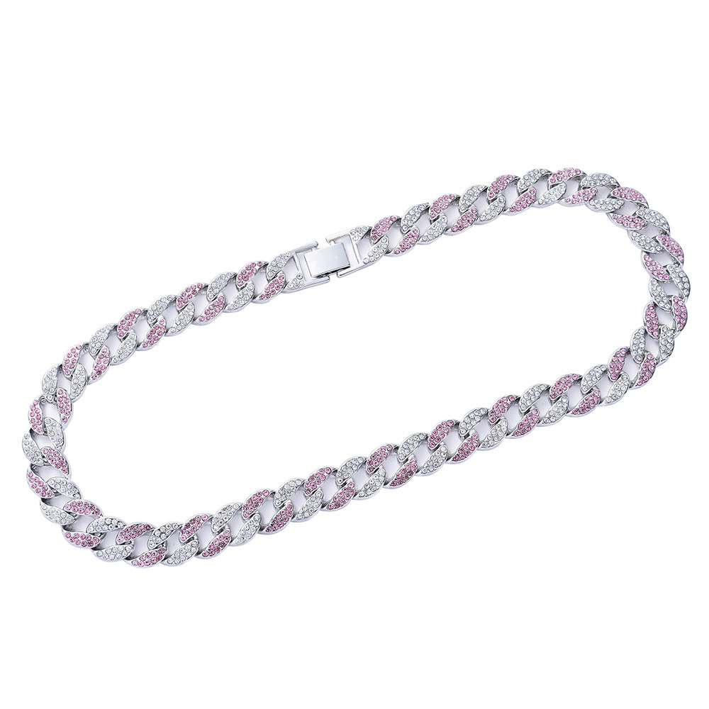 Perhiasan Rantai Kuba Kalung Berlian Penuh Perhiasan Hip Hop Pribadi 3A Berlian Imitasi Serbaguna Ra