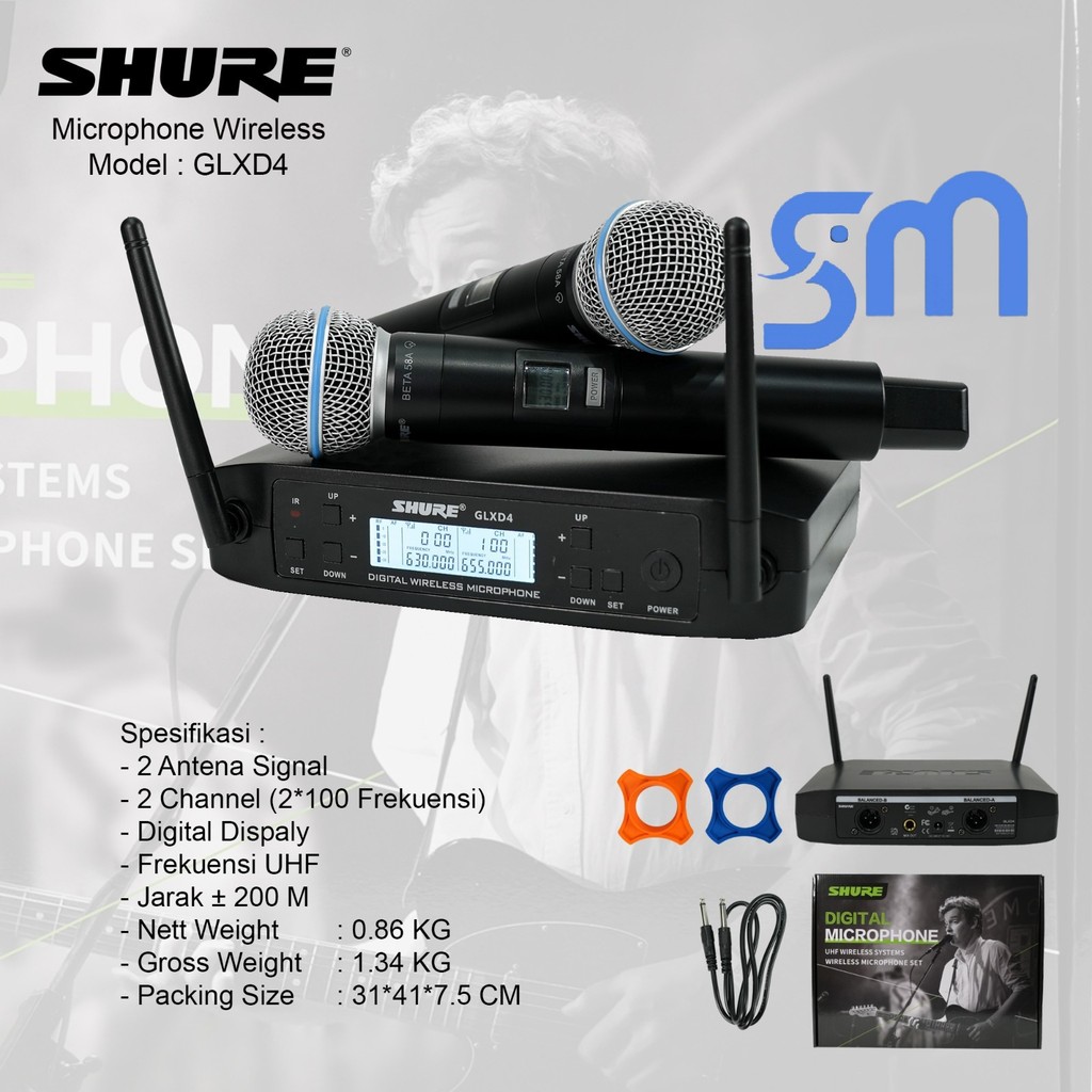 Mic Wireless Professional GLXD4 Mic GLXD 4 Dynamic Microphone