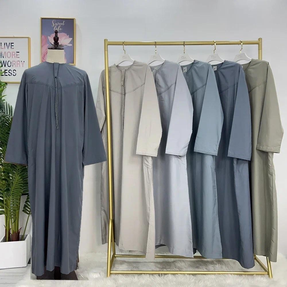 Saudi Arabic Robe Men Muslim Dress Tassel Abaya Dubai Kaftan Islamic Clothing Eid Djellaba Ramadan J