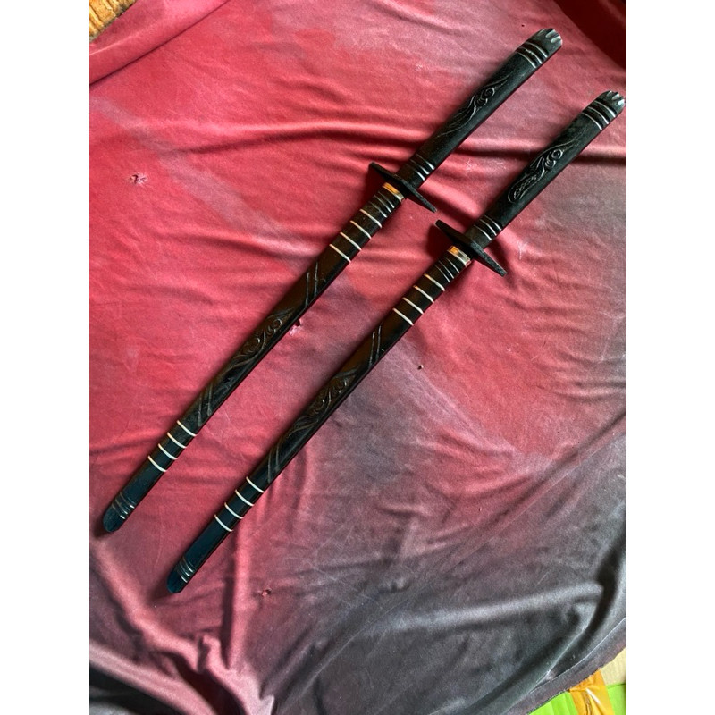 JP katana kayu legendaris ukir hitam baja per keren bisa cod