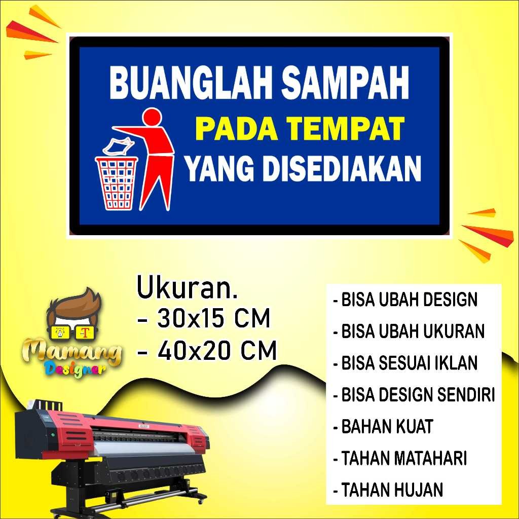 

Backdrop Sticker Tempelan Kata Kata Buang Sampah Bahan Tahan Air Biru