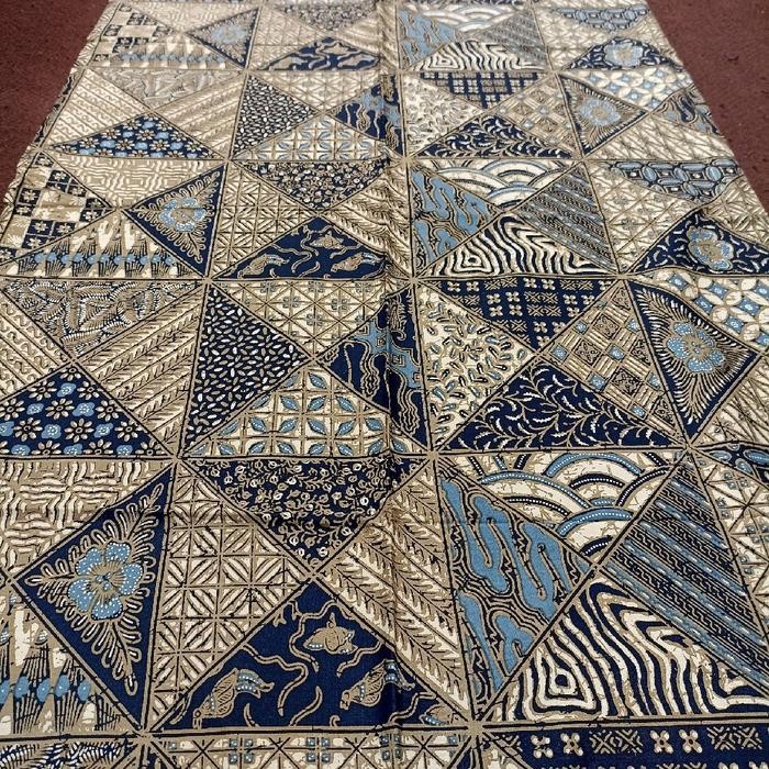 Kain batik biru indigo motif tambal perca seribu batik jogja solo klasik