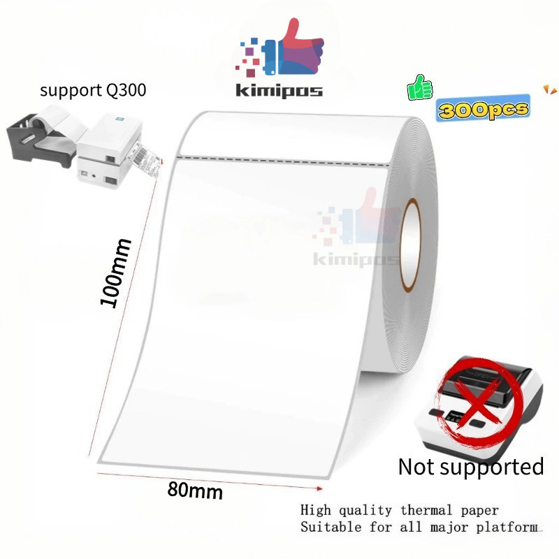 

LABEL THERMAL 80 X 100 mm KERTAS STICKER DIRECT THERMAL 80x100 mm 300pcs support Q300 PRINTER