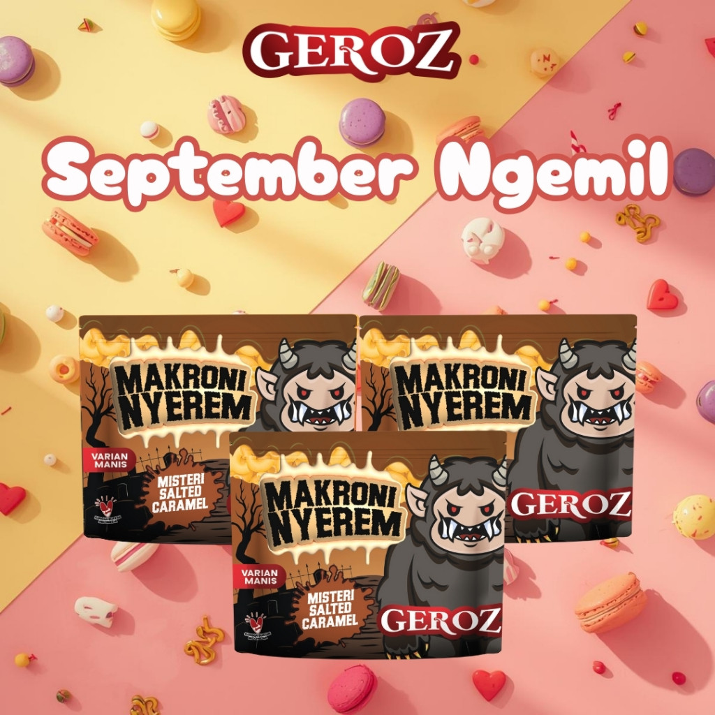 

Biteful Shop Geroz - Makroni Nyerem - varian manis rasa salted caramel isi 3