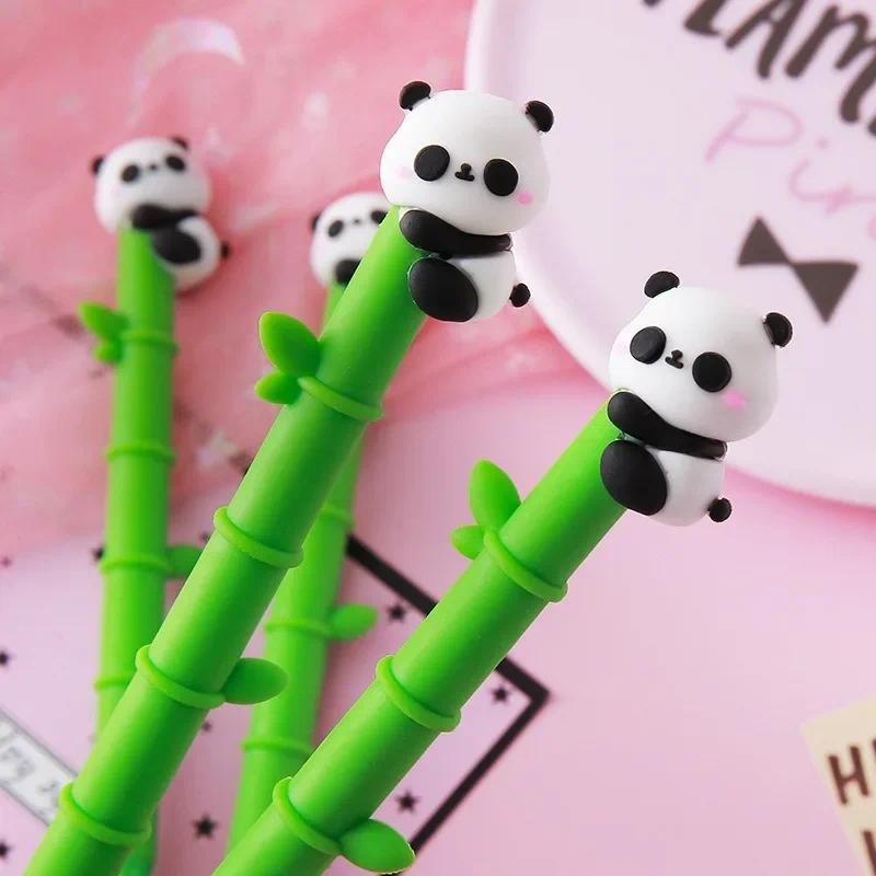 

1Pc Cute Soft Rubber Green Bamboo Panda Neutral Pen Cute Stationery Student Exam Writing Water Cartoon Pen Office Signature Pen