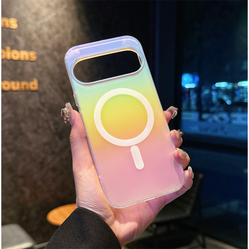 Mewah Warna-warni Gradient Laser Magnetic Clear Phone Case Untuk Google Pixel 10 Pro XL 10 Pro 9A 9 