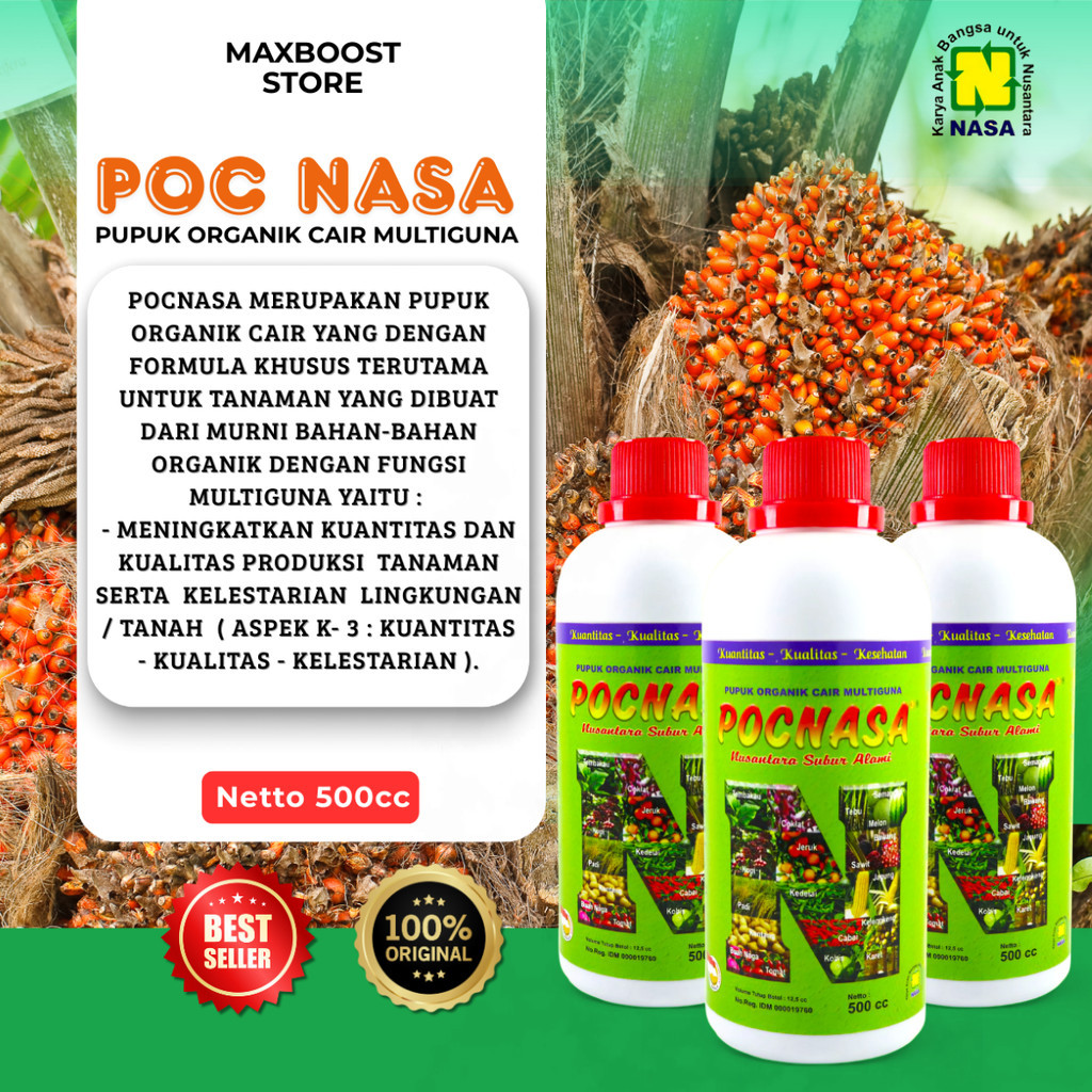 BOOSTER POC BOOSTER SAWIT NASA KEMASAN 3 Liter / Pelebat Kopi PUPUK ORGANIK CAIR ORIGINAL  Pelebat P