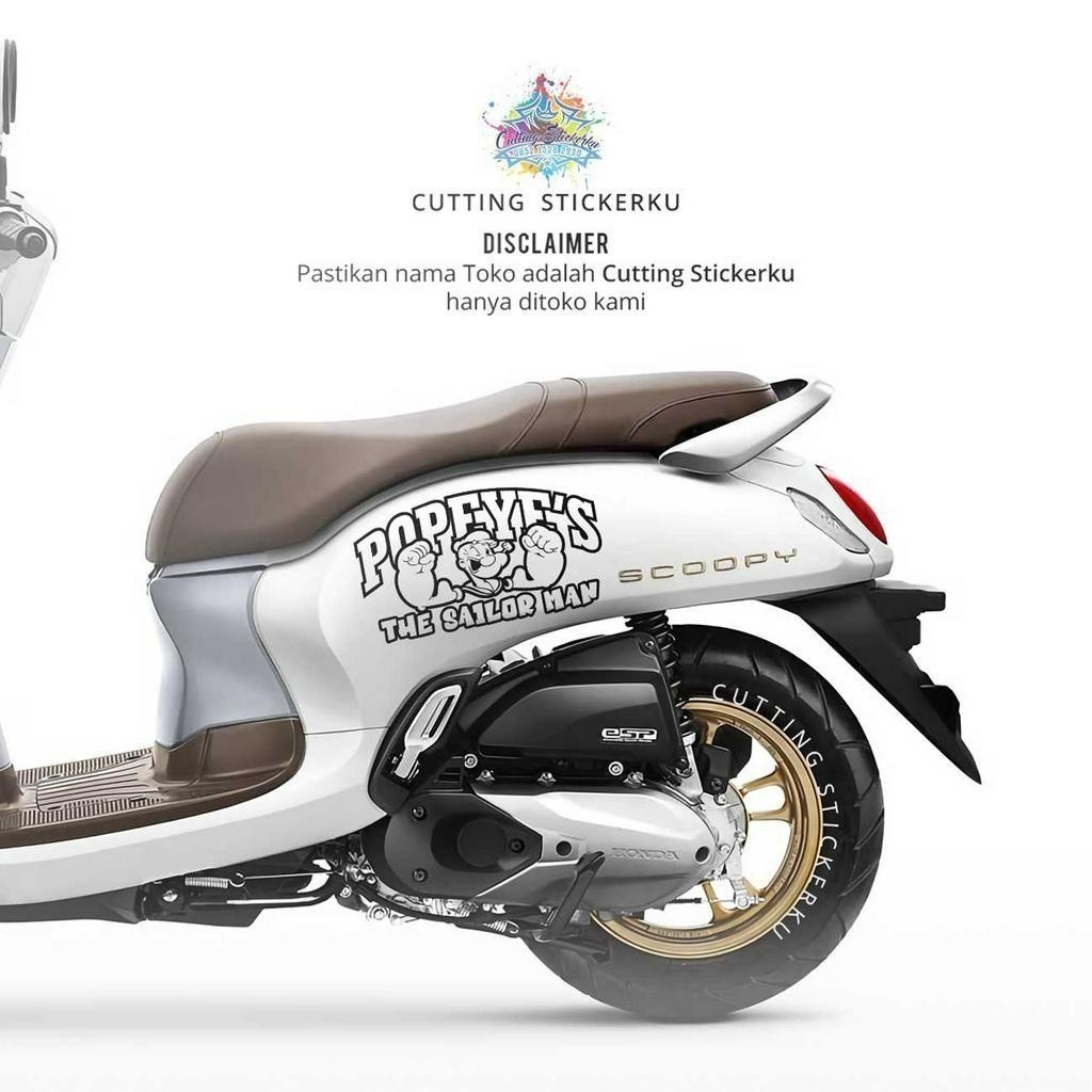 Sticker Cutting Logo Popeye Anti Air Tahan Lama Untuk Variasi Motor & Mobil Stiker Helm Case Hp