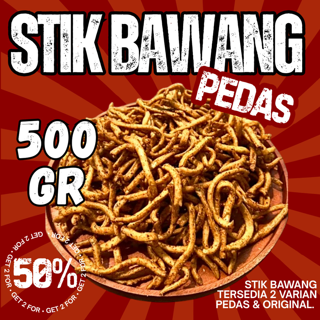 Stik Bawang Pedas 500gram Stik Bawang renyah  gurih