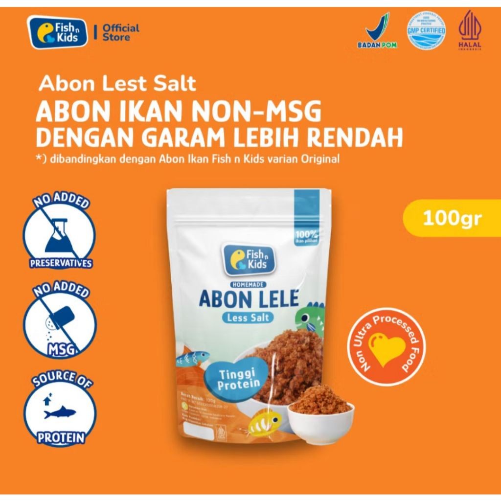

Fish N Kids Abon Ikan Lele Less Salt Homemade non MSG 100gr