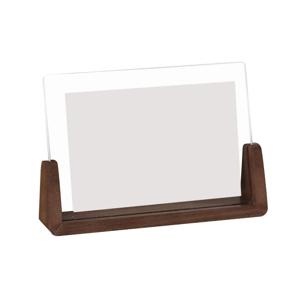 

Office Decor Acrylic Photo Frame Transparent Walnut/Beech Photo Holder U Shape Creative Shooting Photo Props