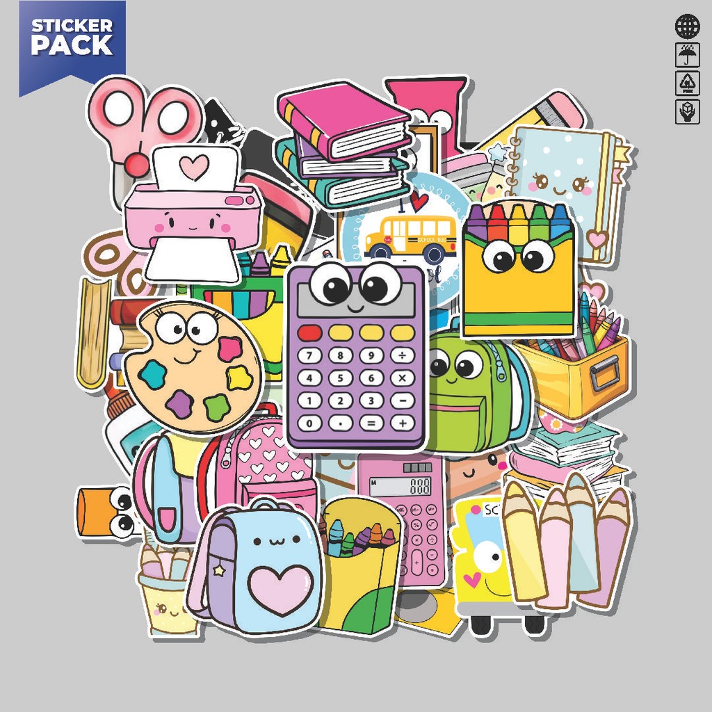 

[100PCS]Stiker Pack Stiker Back to School [Kembali Bersekolah] Aesthetic Vinyl Anti Air Dekorasi Sticker Laptop Buku Journal Koper Helm Casing HP Gitar Helm Skateboard