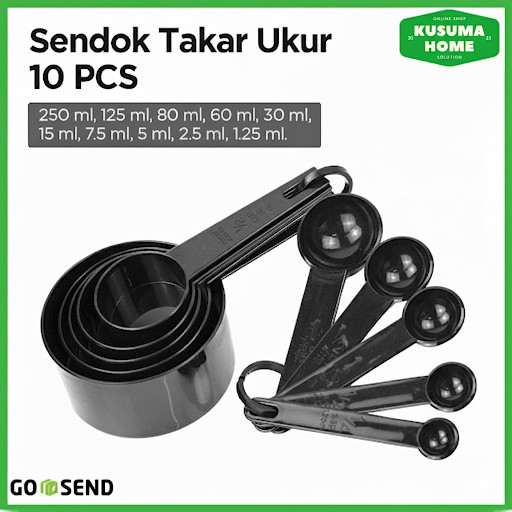 Sendok Takar Plastik Set 10 Pcs Gelas Ukur Bumbu Dapur Kue Makanan Alat Baking