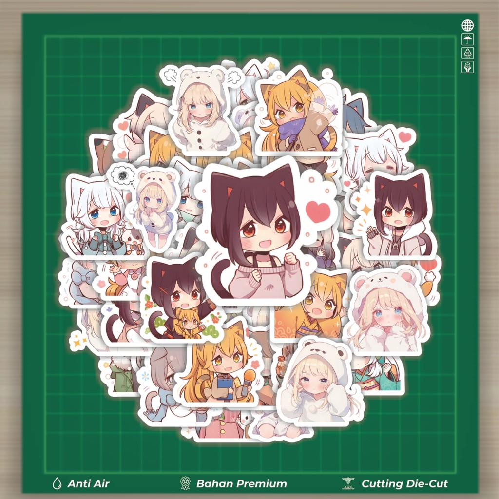 

HOT 50 PCS STIKER Funny Character Winter Kitten Nyastick Stiker Fashion Cars Decal Dingin Kartu Album Custom Vinyl Anti Air- Sticker Aesthetic Buku Journal Koper Casing HP Tablet Laptop Helm Motor Botol Minum