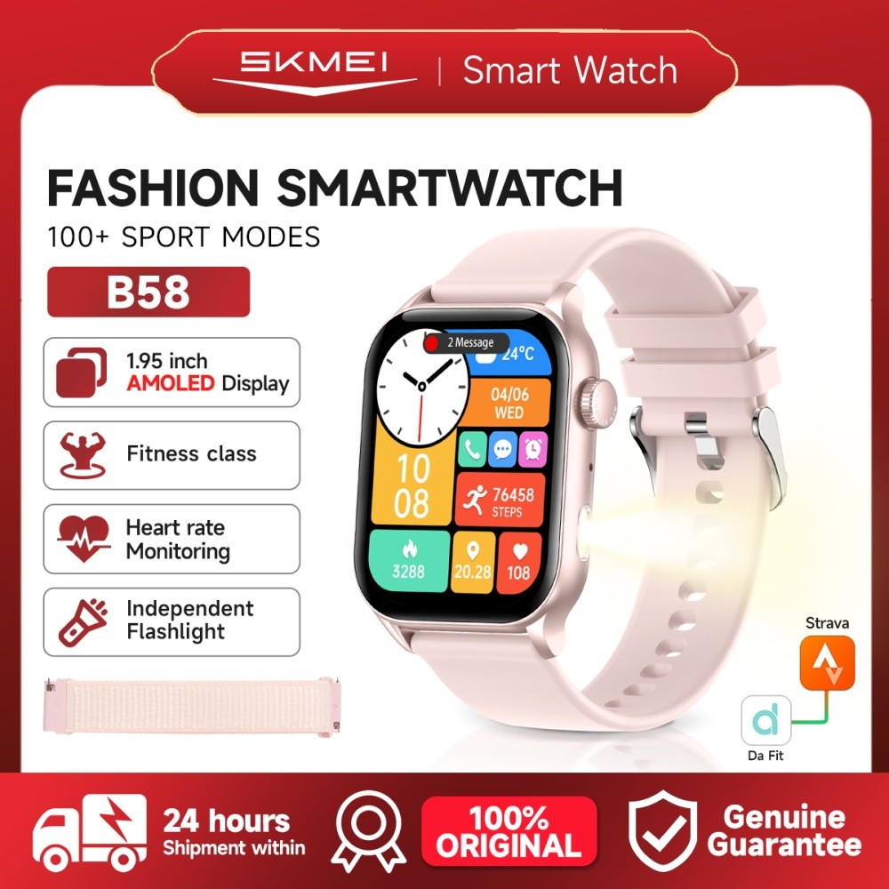CASEORY SKMEI B58 Smartwatch 1.95inci Amoled Touchscreen Jam Tangan Pria IP67 Waterproof Bluetooth C