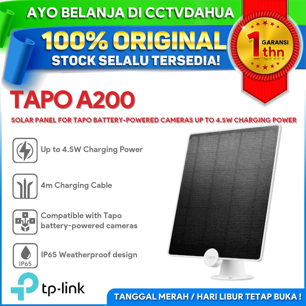 TP-LINK TAPO A200 SOLAR PANEL FOR TAPO BATTERY-POWERED CAMERAS UP TO 4.5W CHARGING POWER