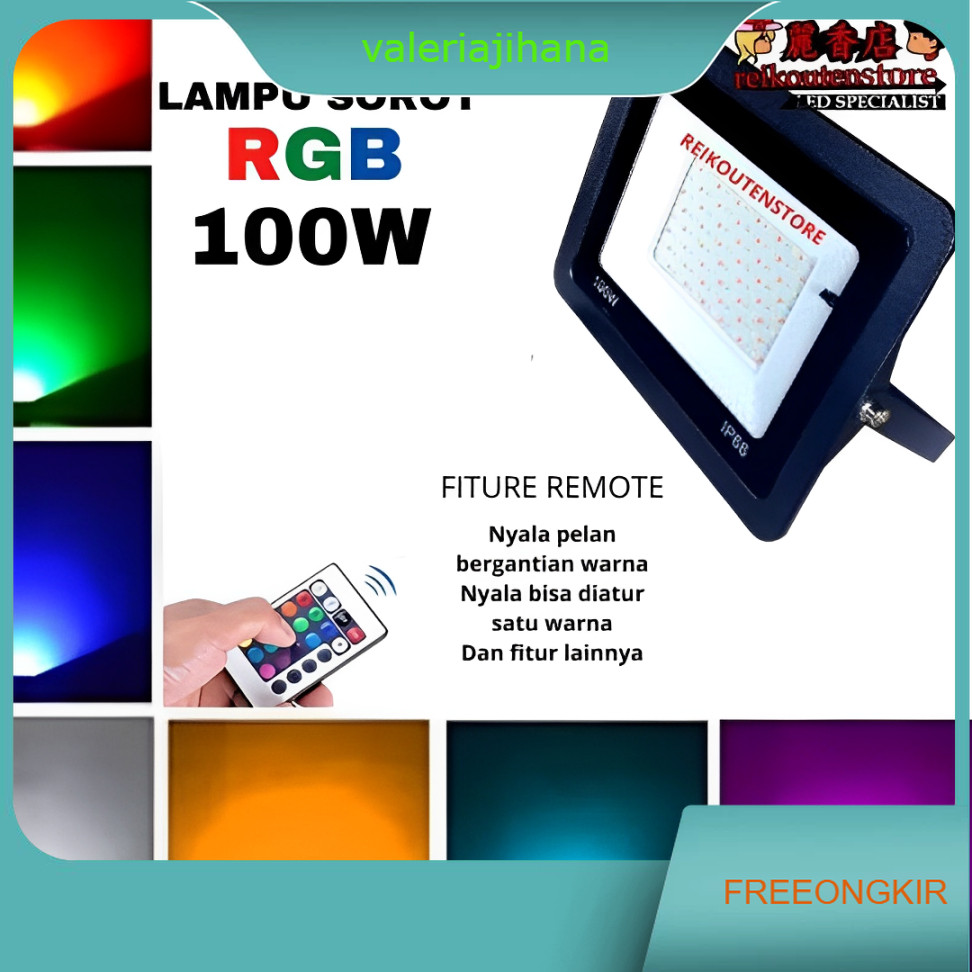 Lampu Sorot Led 100 Watt Outdoor Waterproof Anti Air RGB warna Warni Taman Tembak Aesthetic