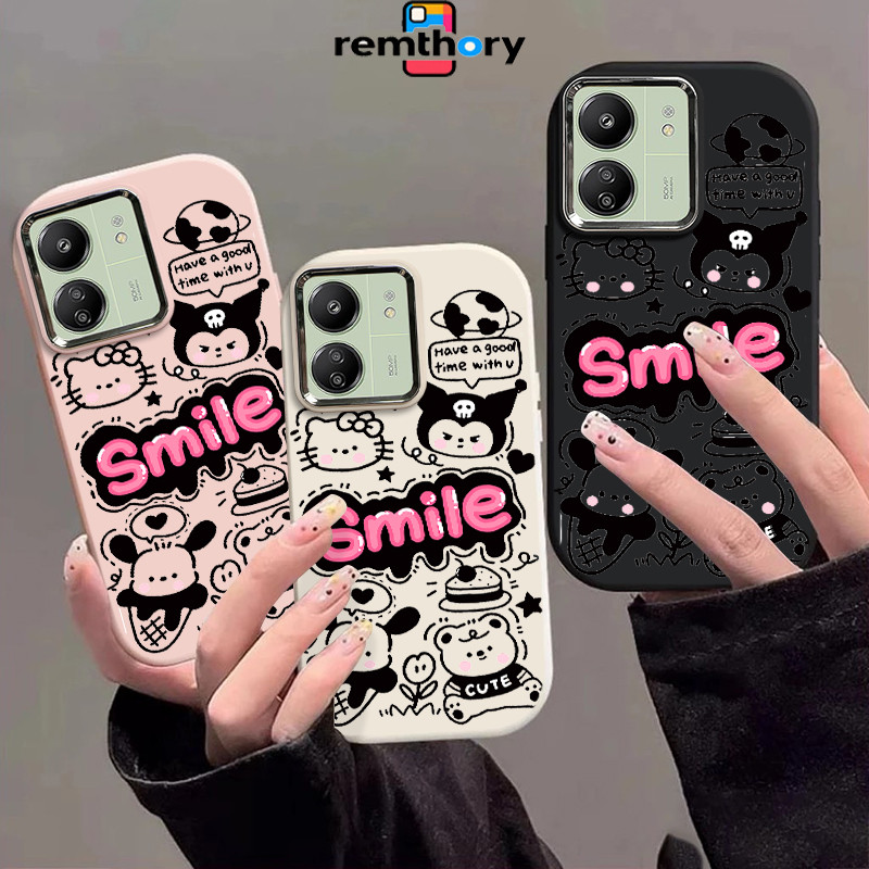 Casing Redmi Sanrio Ungu Hitam Soft Case Lucu Chubby Case Fashion Cocok untuk Redmi Note 9A 9I 12 9C
