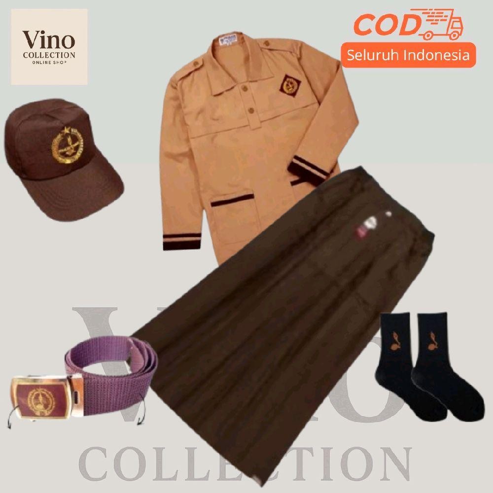 Setelan seragam sekolah SD SMP SMA perempuan Pramuka Siaga kancing 2 baju Lengan Panjang rok Rempel 